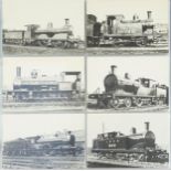 Collection of railway locomotive postcards arranged in an album including Arthur Dixon and British