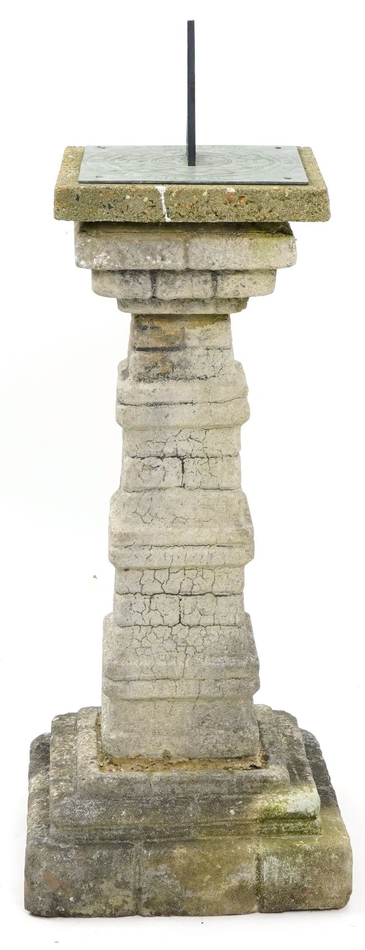 Garden stoneware column sundial, 85cm high - Bild 2 aus 4