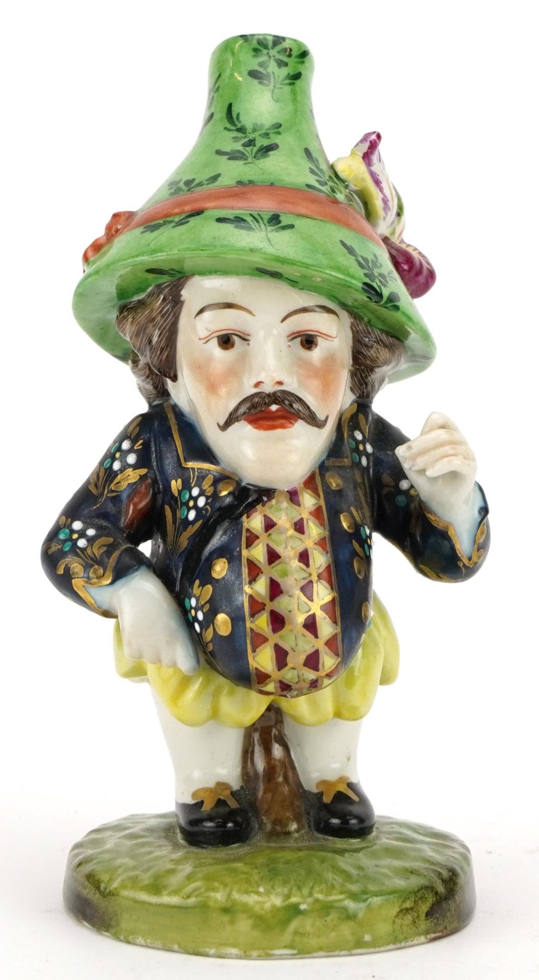 19th century hand painted porcelain dwarf in the manner of Derby, 15.5cm high