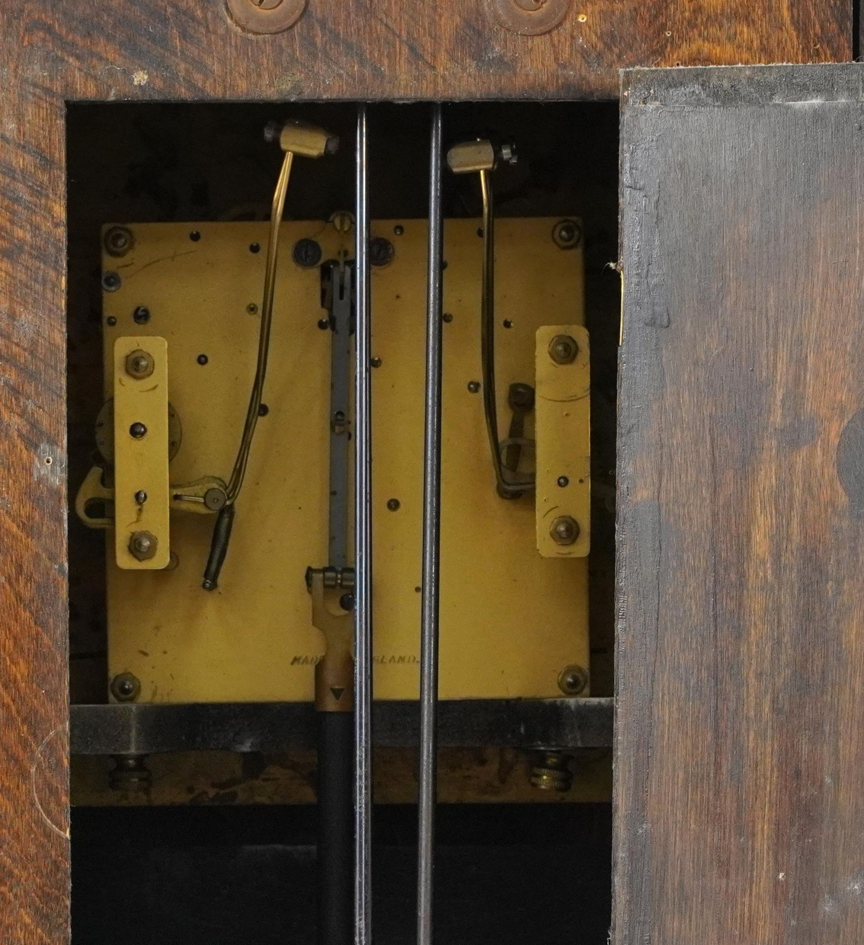 Oak tempus fugit longcase clock with Westminster chime, 167cm high - Image 4 of 4