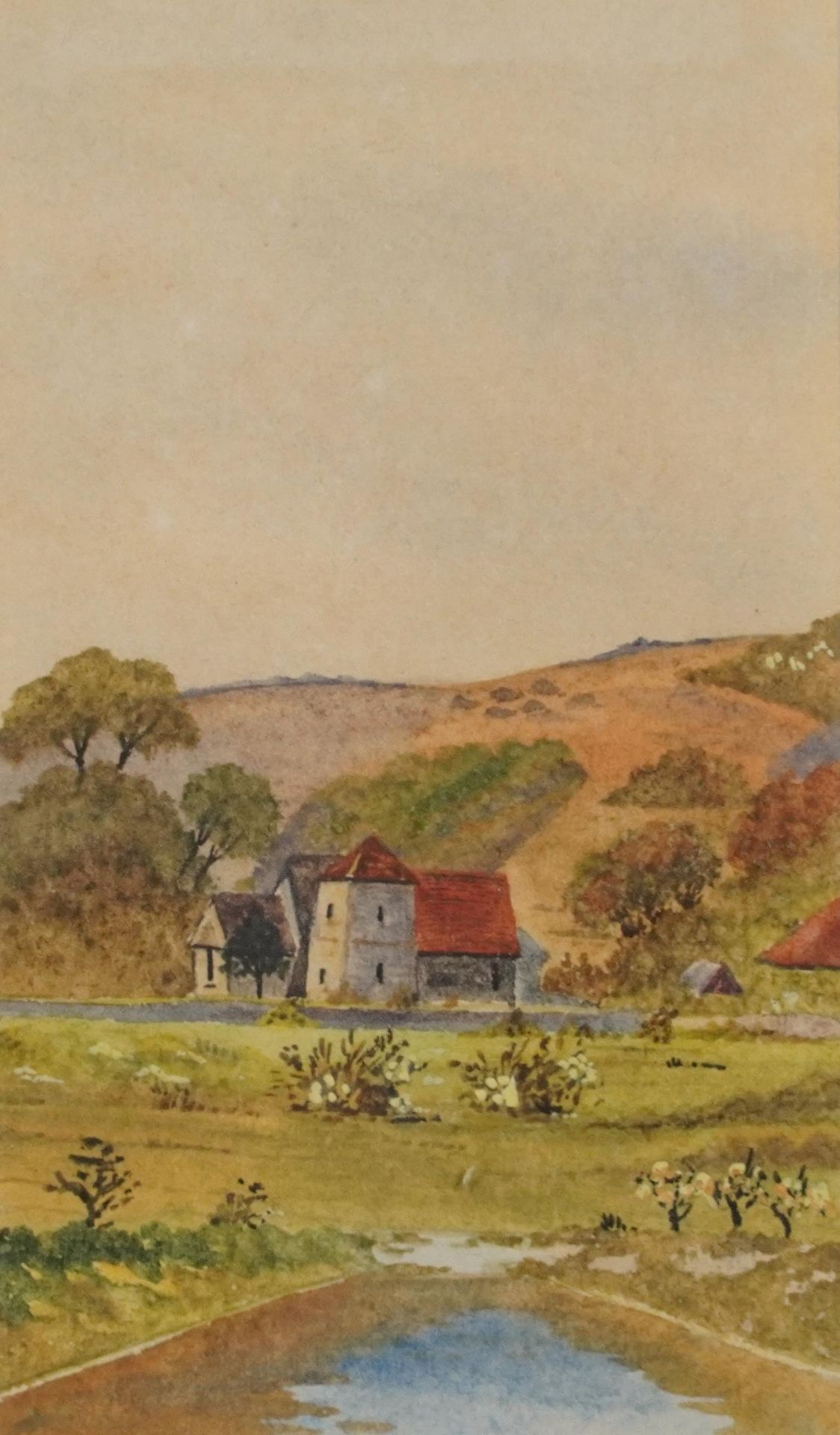 H Burchett - Falmer Church and East Dean Church, pair of watercolours, each with details verso, - Image 6 of 9