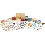 Vintage and later costume jewellery including bracelets, cufflinks, brooches and a simulated pearl
