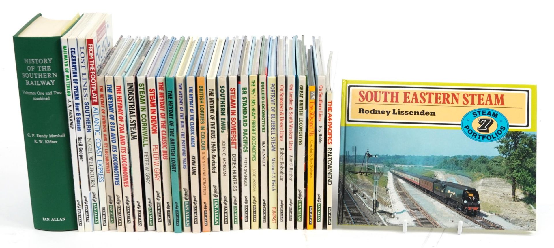 Collection of railway and locomotive related hardback and paperback books published by Ian Allan