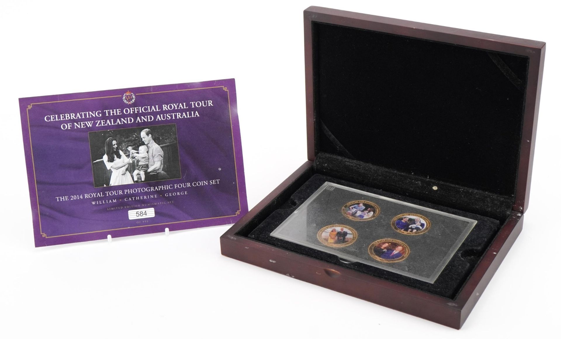 Celebrating the official Royal Tour of New Zealand and Australia, photographic four coin set with