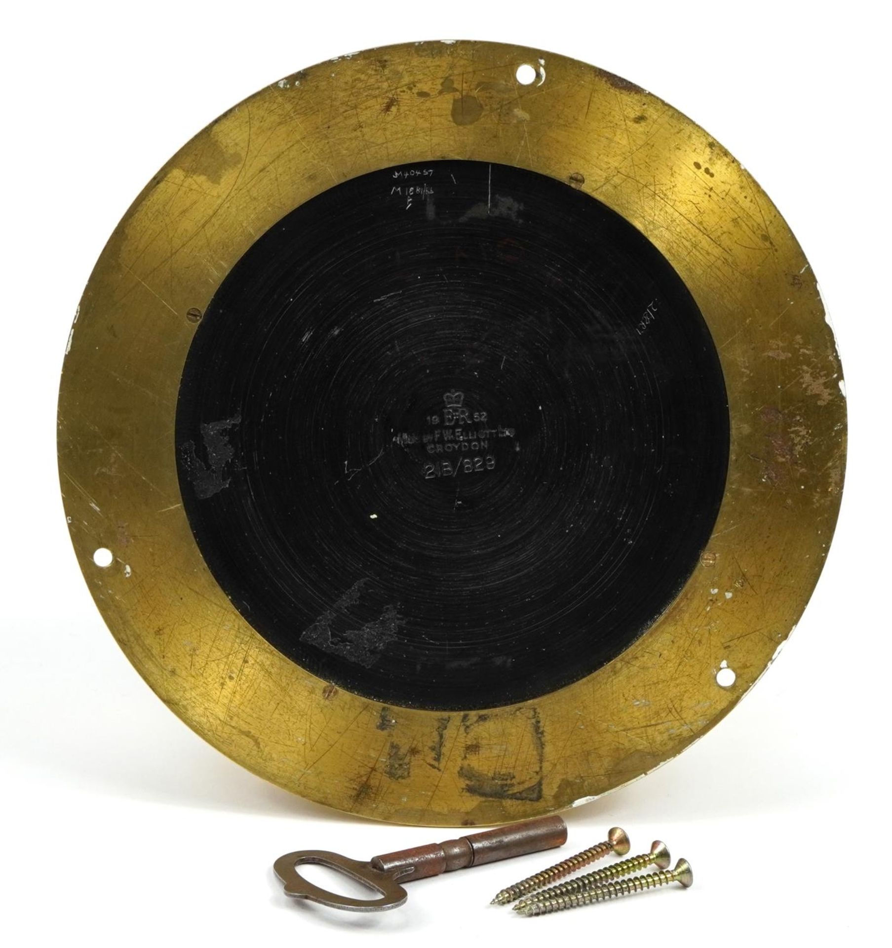Elliott, brass ship's bulkhead clock, the dial with Arabic numerals, 21cm in diameter - Image 2 of 4