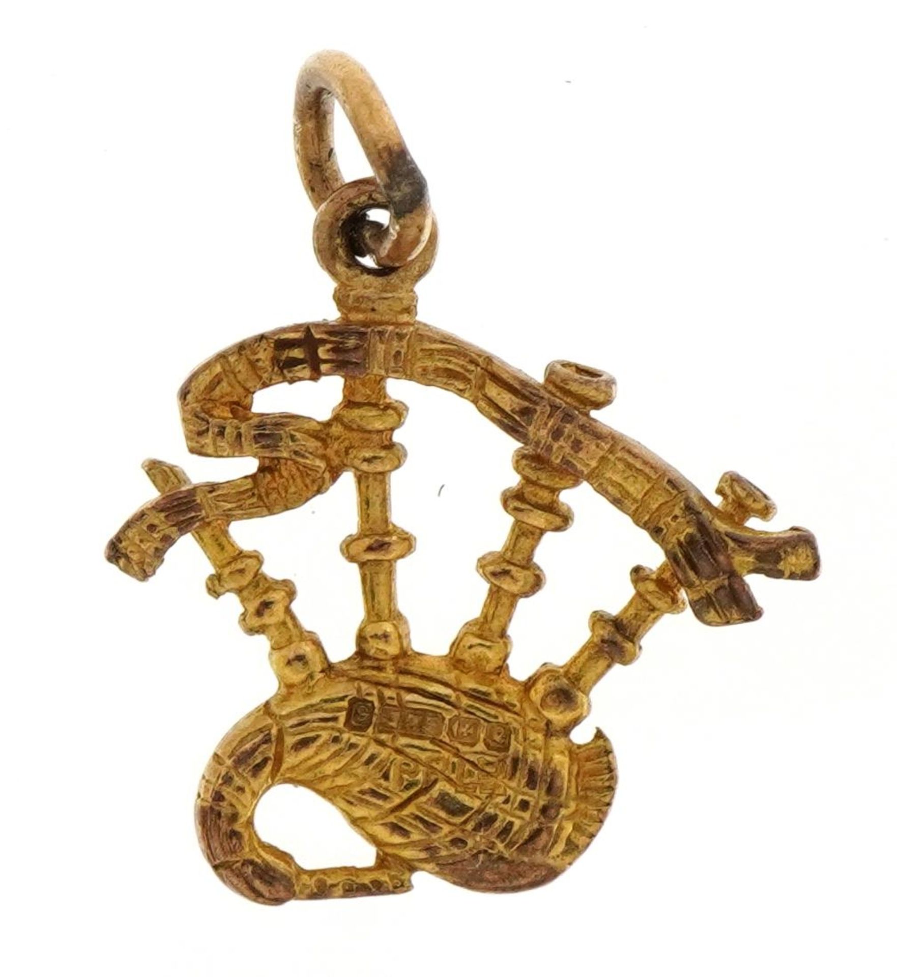 9ct gold bagpipes charm, 1.7cm high, 1.3g - Bild 2 aus 3