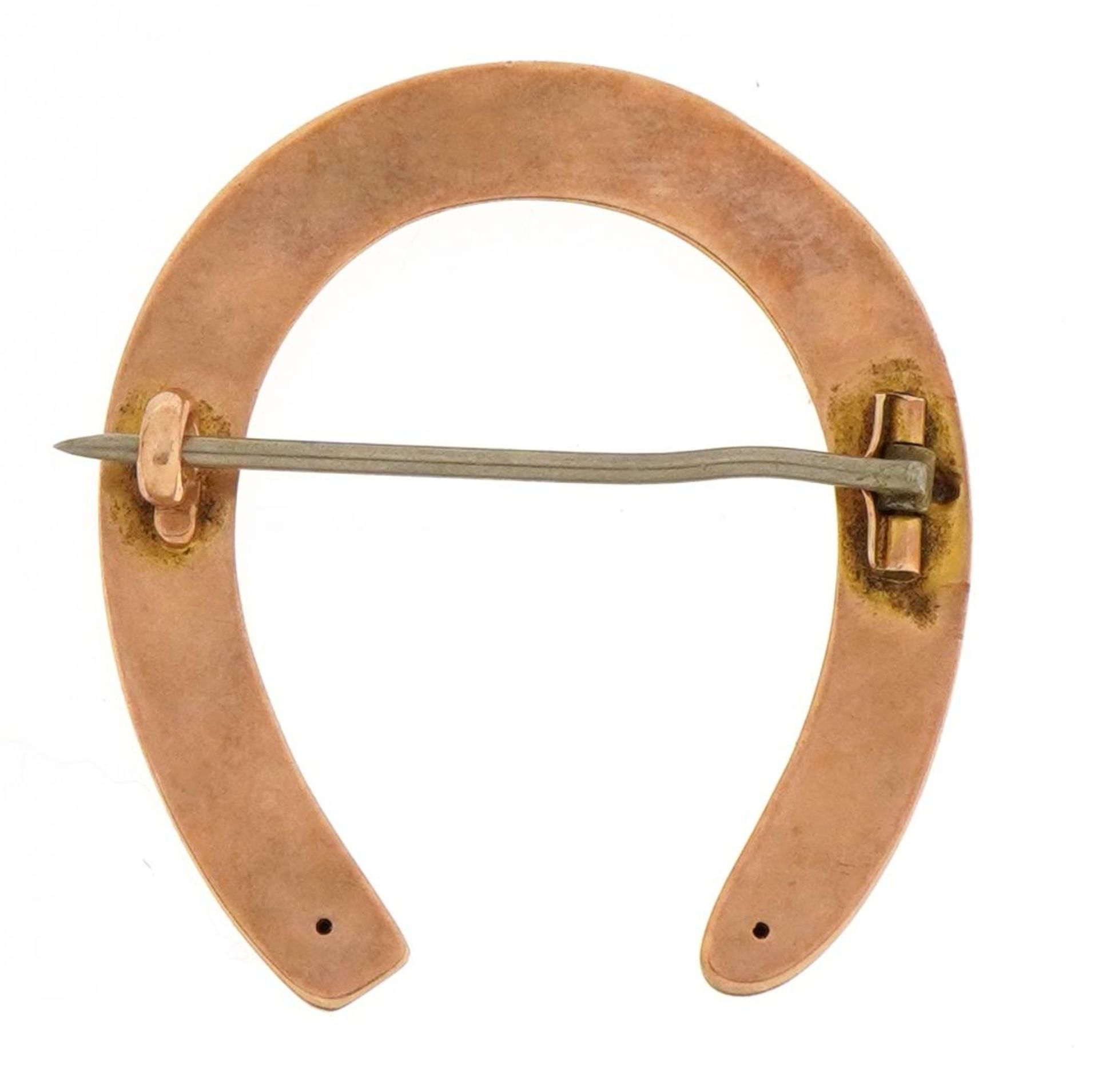 9ct rose gold horseshoe brooch, 3.2cm high, 3.0g - Bild 2 aus 2