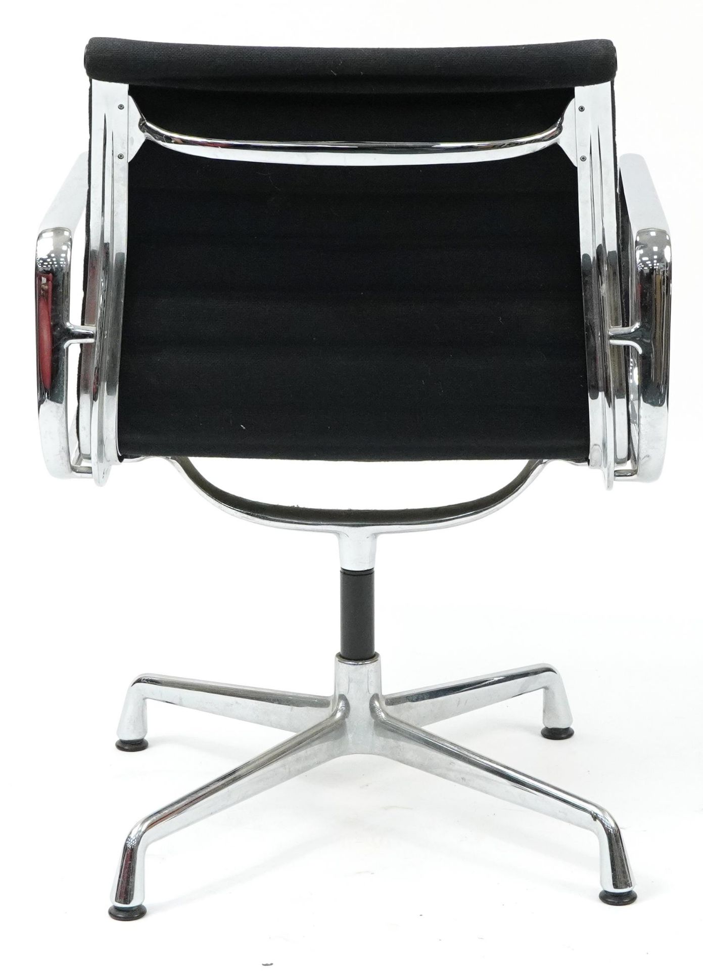 Charles Eames for Vitra, ea 108 swivel chair chair with black leather uphostery, Vitra label to - Image 3 of 4