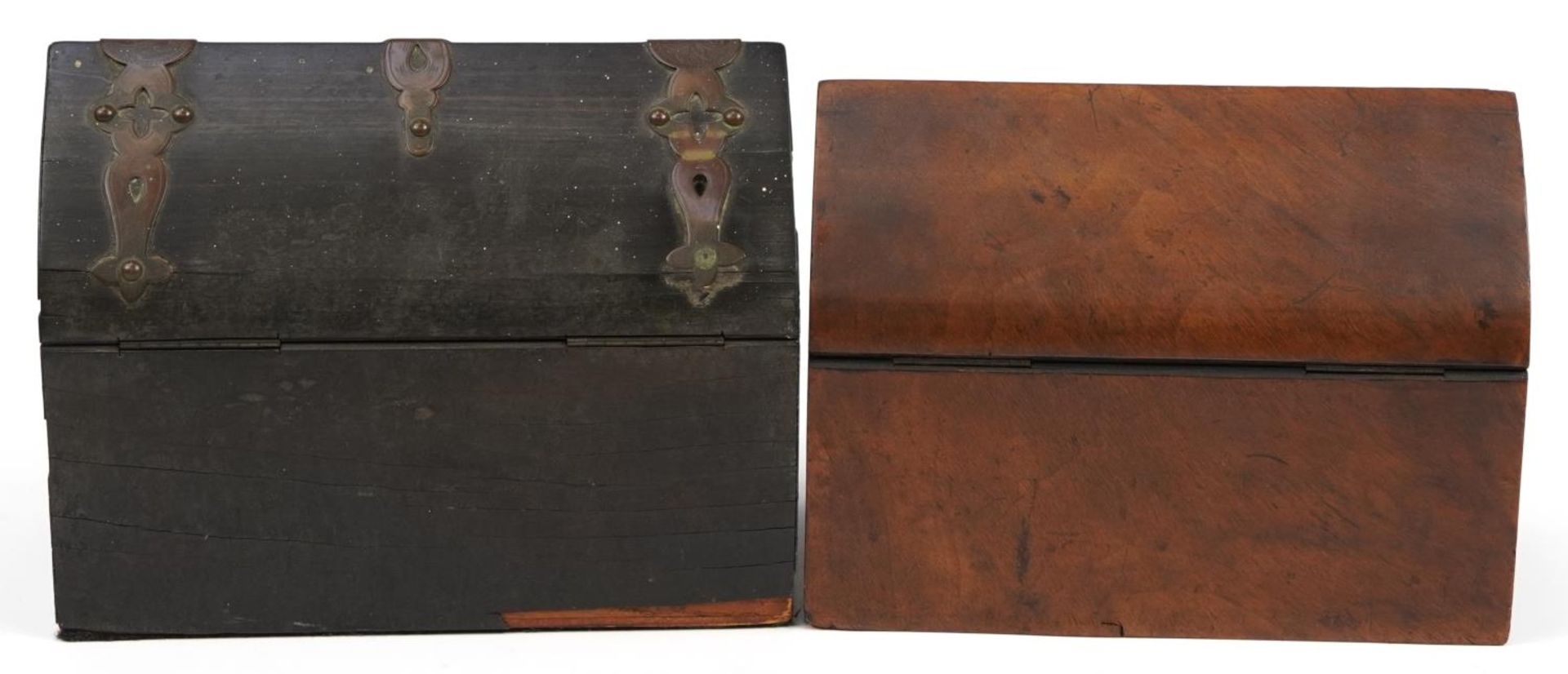 Two arch top letterboxes including one coromandel set with cabochon agate stones and bronzed metal - Bild 2 aus 3