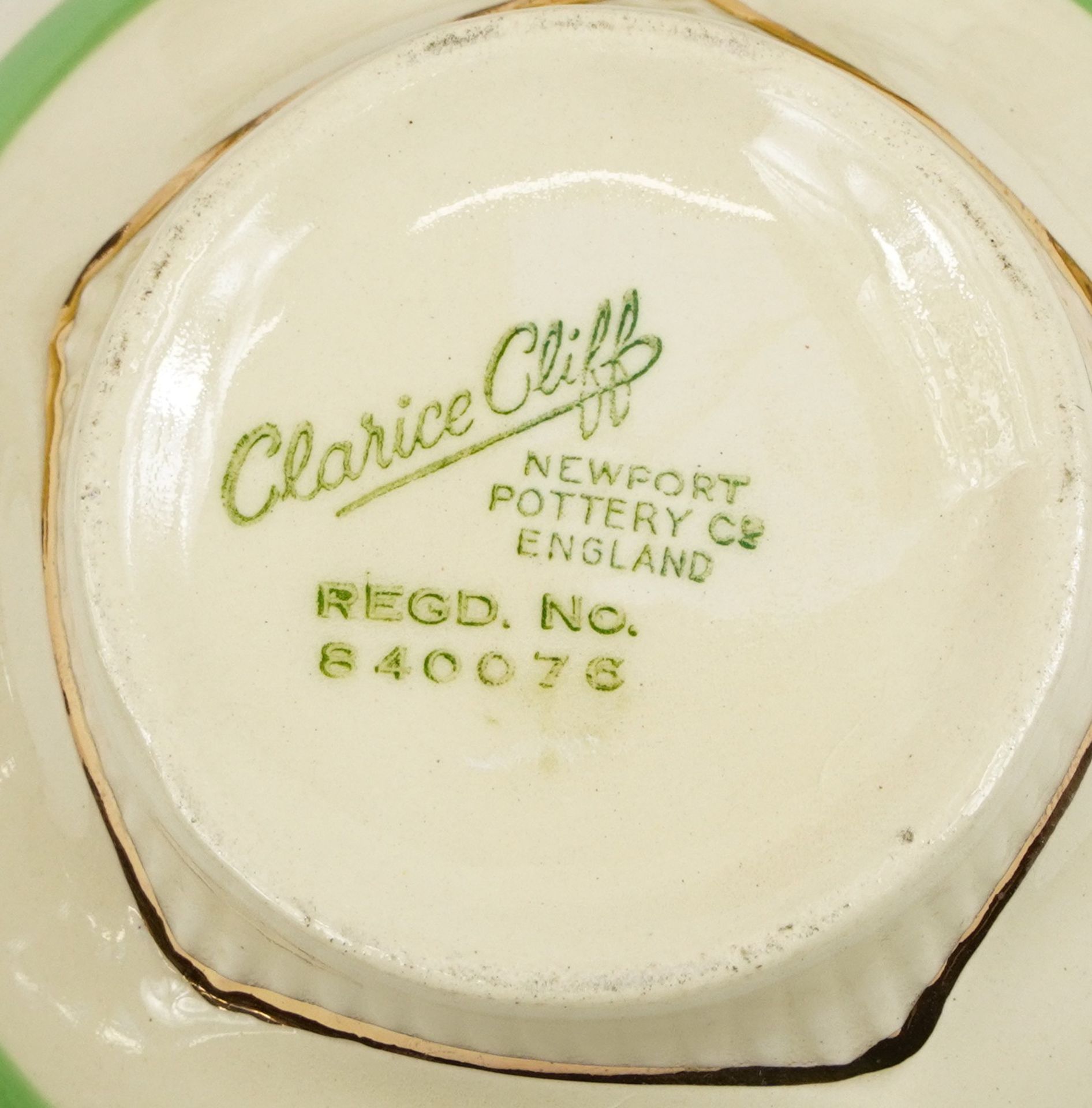 Clarice Cliff, Art Deco Newport Pottery teaware hand painted and gilded with stripes comprising five - Image 4 of 4