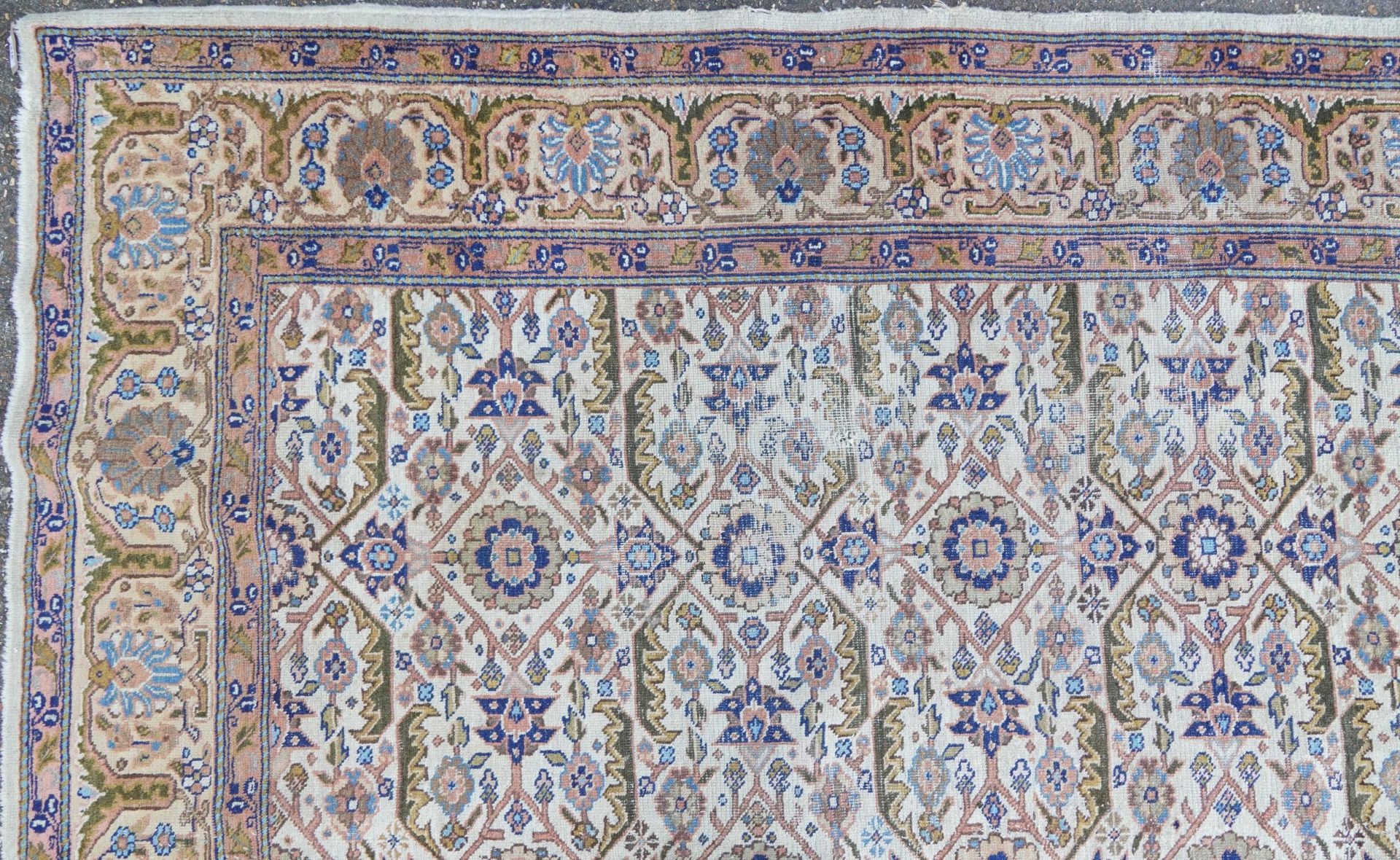 Rectangular Persian rug having an allover floral design within corresponding borders, 345cm x 255cm - Image 3 of 11