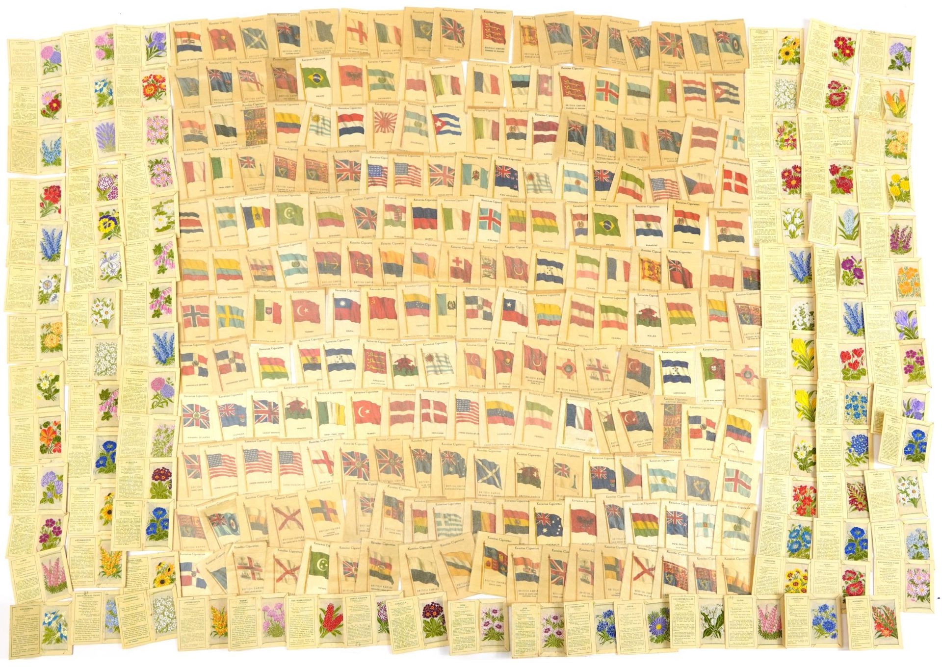 Collection of Kensitas silk cigarette cards