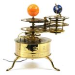 French brass astrology interest solar system design clock, 34cm high