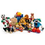 Collection of Olympic mascot teddies including Italy 90, France 98 and UEFA Euro 96, the largest