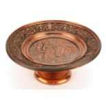 Art Union of London, Victorian copper pedestal tazza decorated with low relief with a biblical scene