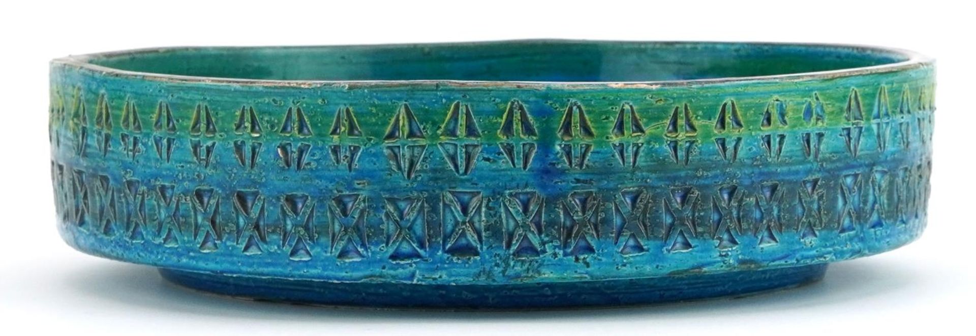 Bitossi, 1970s Italian footed centre bowl with various impressed motifs, 28cm high - Image 2 of 4