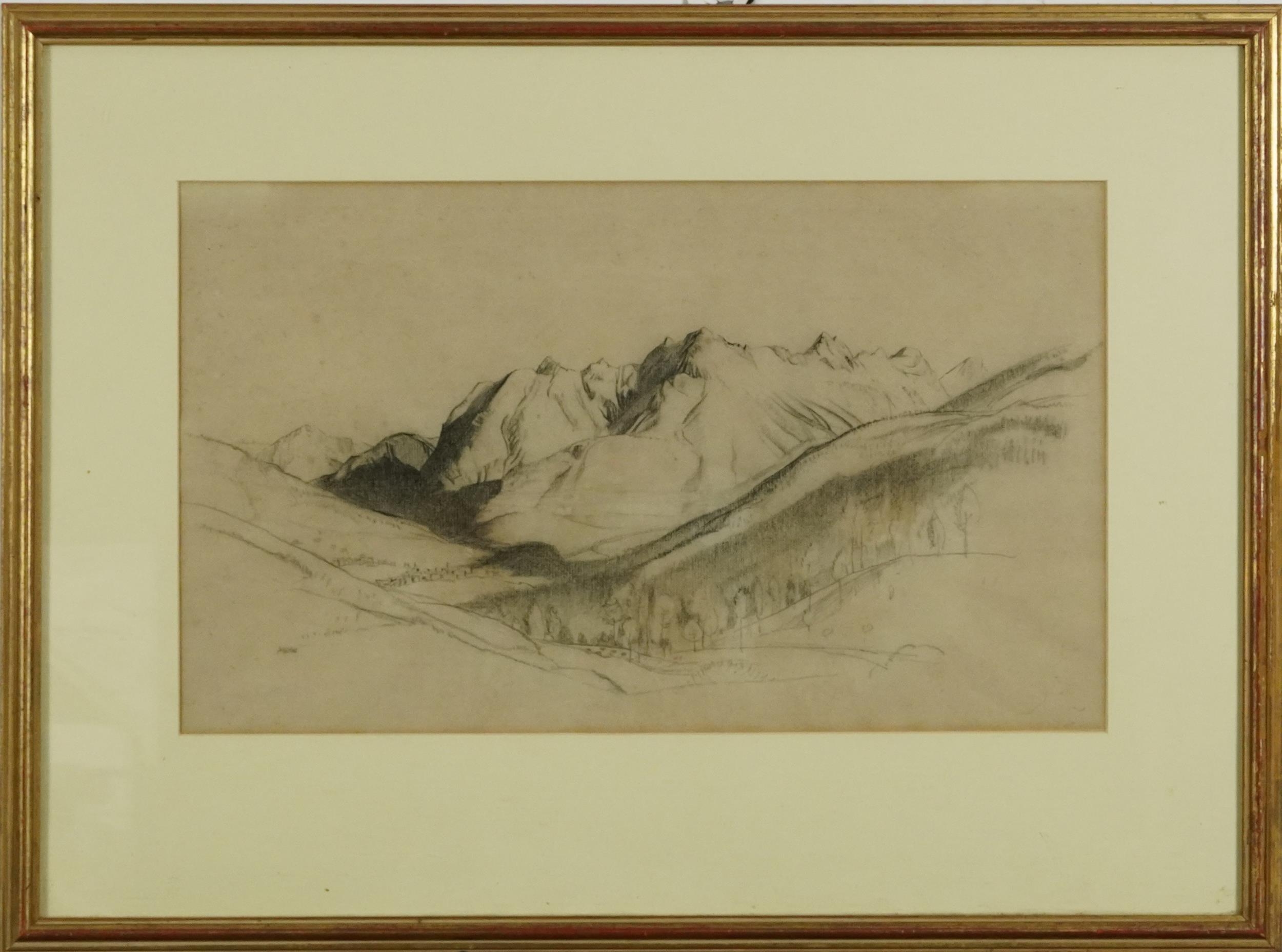 Robert Sargent Austin - Valley before mountains, chalk, inscribed Robert Austin PRWS and chalk marks - Image 2 of 5