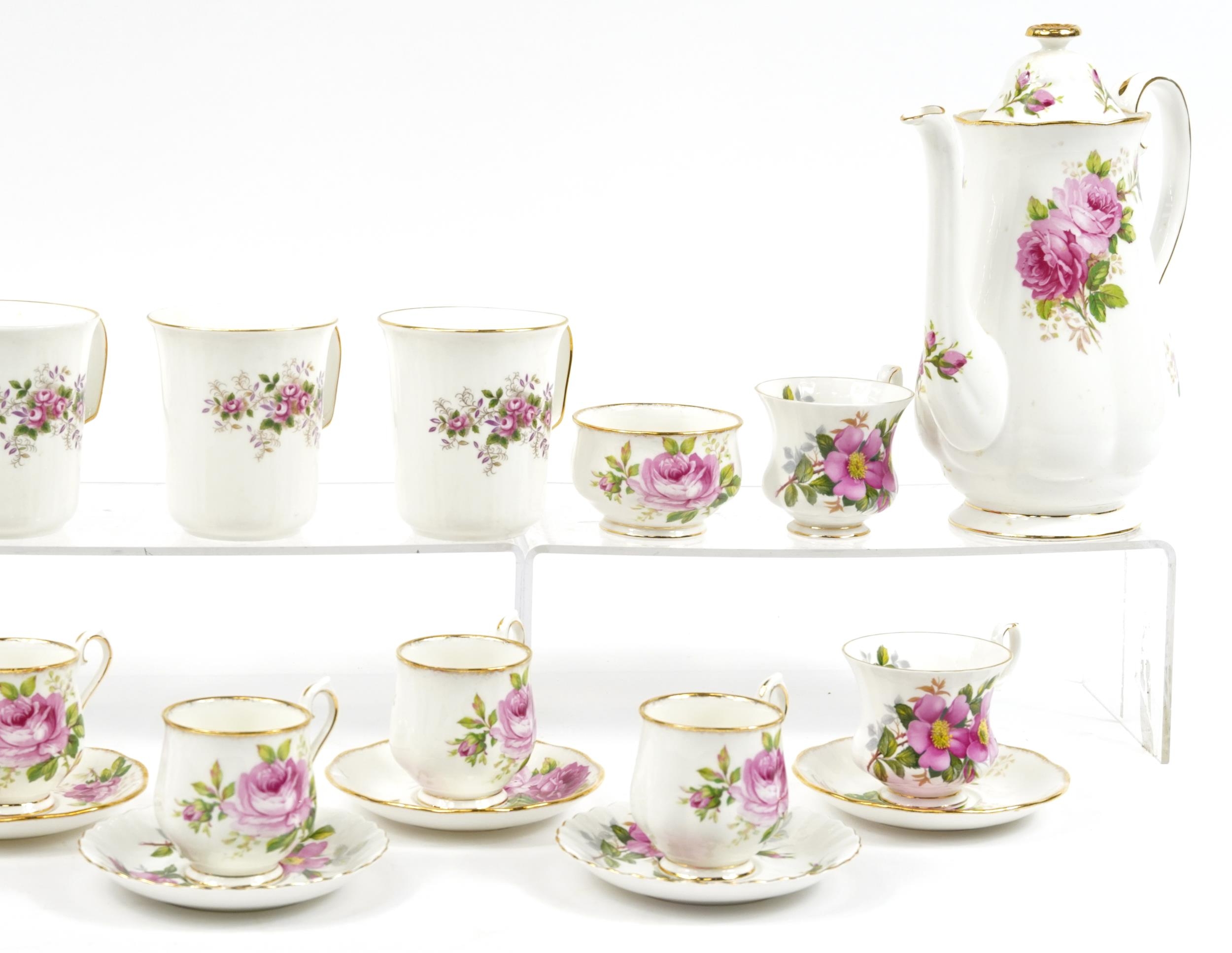 Royal Albert American Beauty and Lavender Rose tea and coffee ware including two coffee pots, the - Image 3 of 4