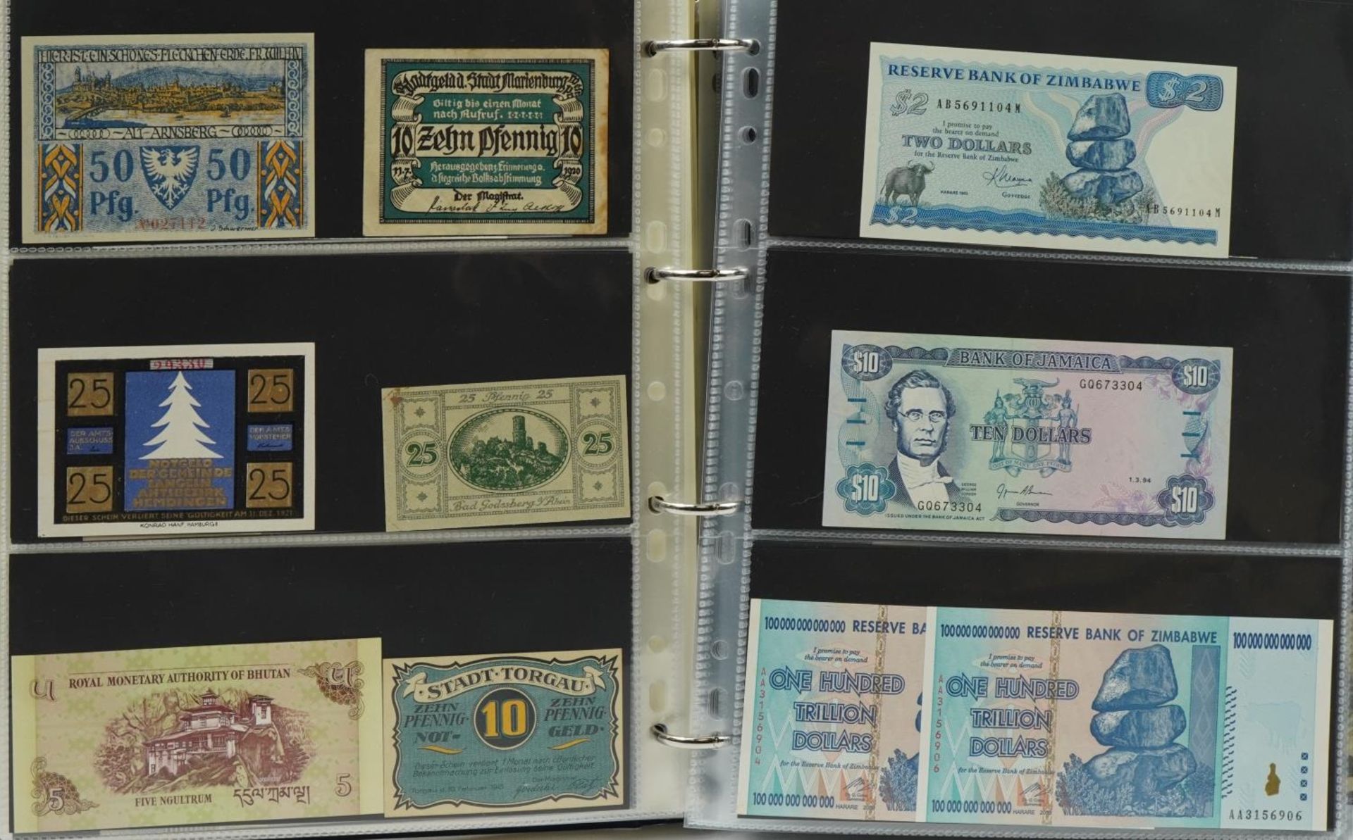 Collection of world bank notes arranged in an album - Bild 4 aus 8
