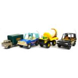 Four large vintage and later Tonka and Marx vehicles, the largest 45cm in length