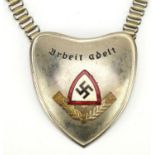 German military interest RAD Officer's Gorget, 13.5cm high excluding the chain