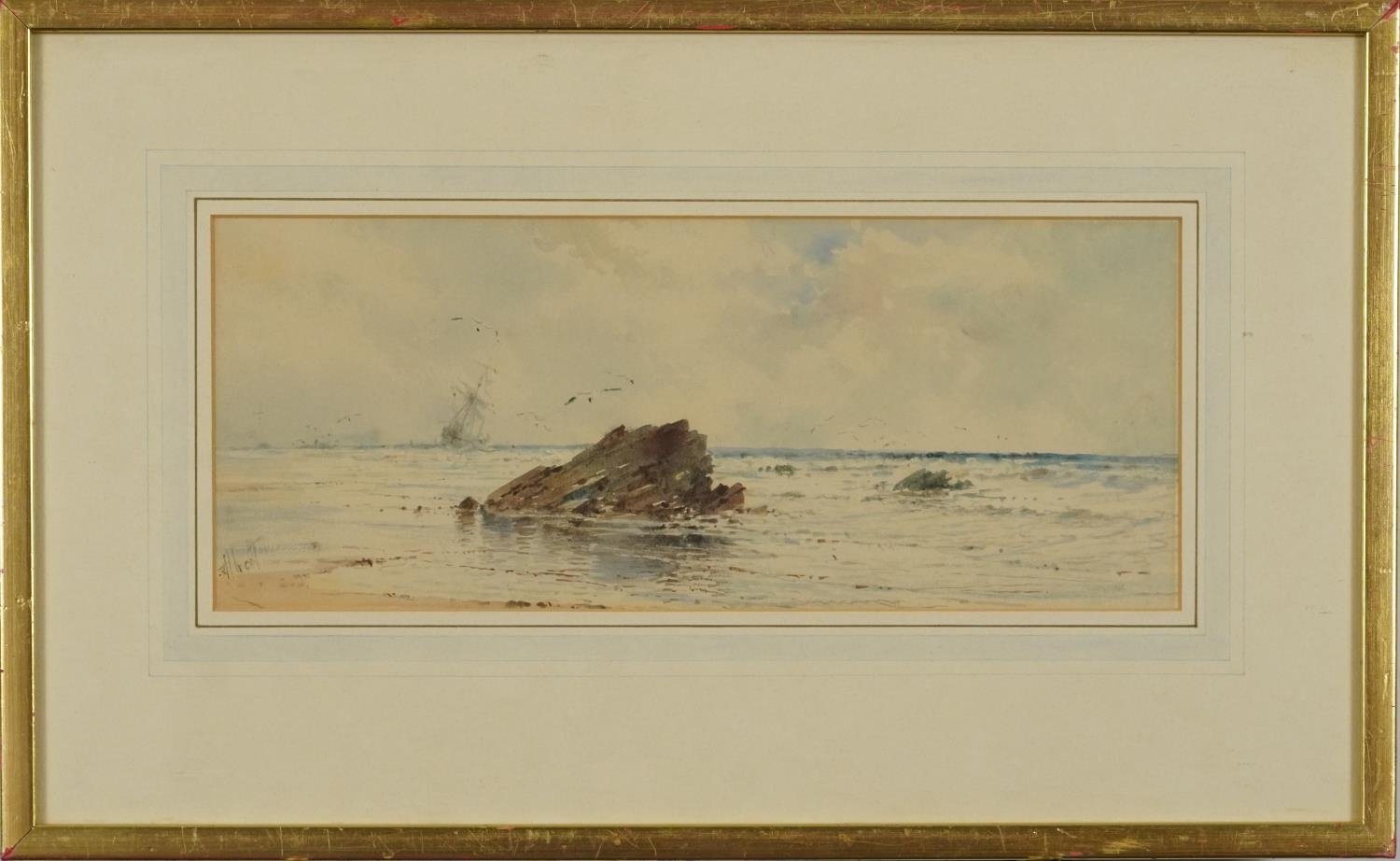 Albert Ernest Markes - Coastal scene with seagulls and ships, late 19th century watercolour, chalk - Image 2 of 4