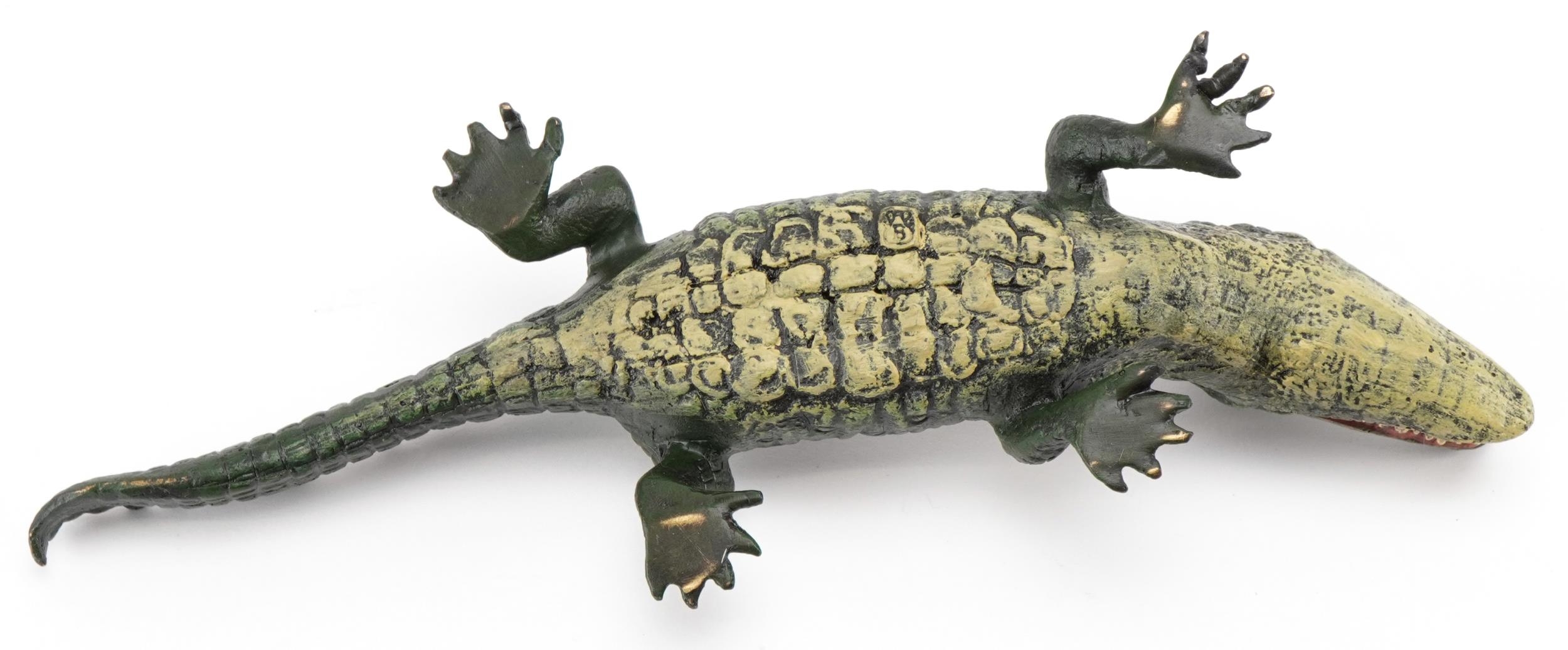 Cold painted bronze crocodile in the manner of Franz Xaver Bergmann, 22cm in length - Image 3 of 3