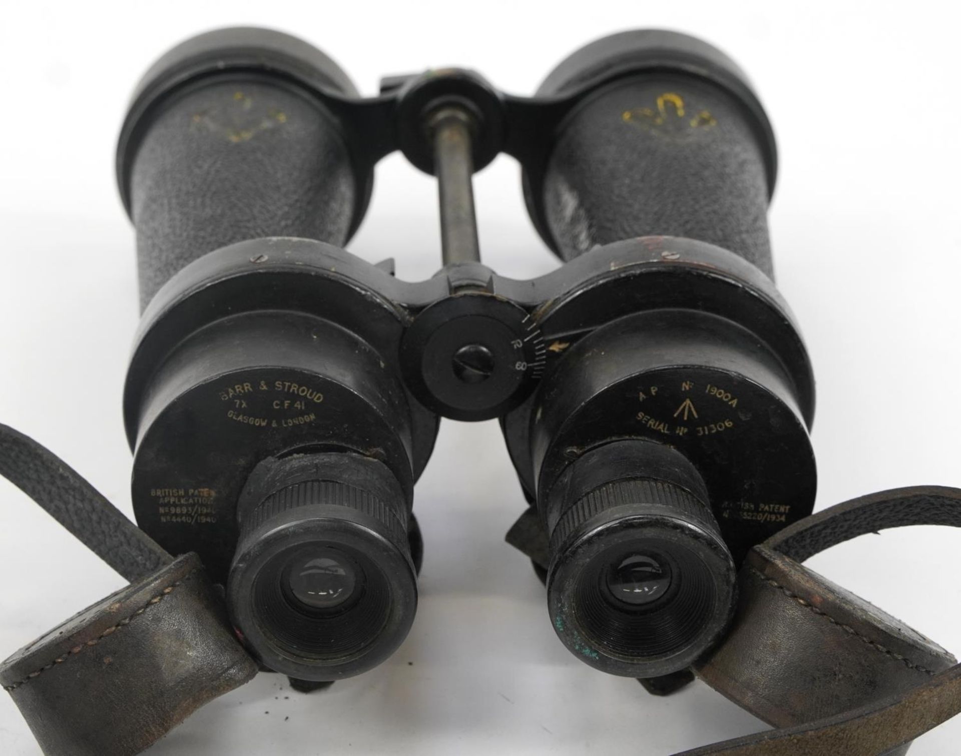 Barr & Stroud, pair of military interest binoculars with brown leather case, serial number 31306, - Bild 4 aus 4