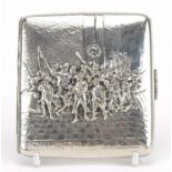 Charles Horner, military interest silver plated cigarette case embossed with The Night Watch, 8.