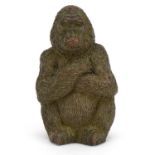 Japanese patinated bronze okimono in the form of a gorilla, 5cm high