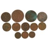 Antique world coinage including Uruguay two centesimos