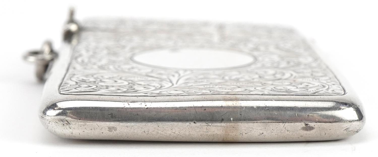 Edwardian silver card case with engraved decoration, indistinct maker's mark, Birmingham 1904, 8.5cm - Image 3 of 4