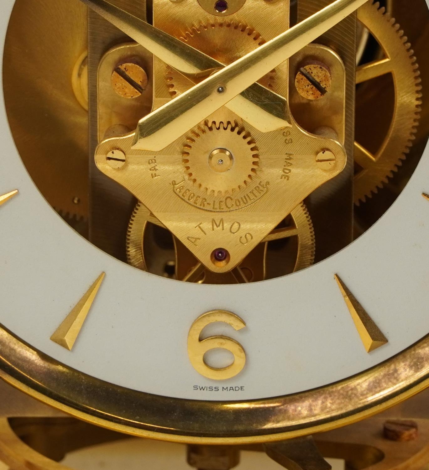 Jaeger LeCoultre brass cased Atmos clock, the circular chapter ring having Arabic numerals, serial - Image 2 of 5