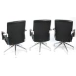 Konig & Neurath, set of three chrome and black leather Agenda II conference chairs, 99cm high