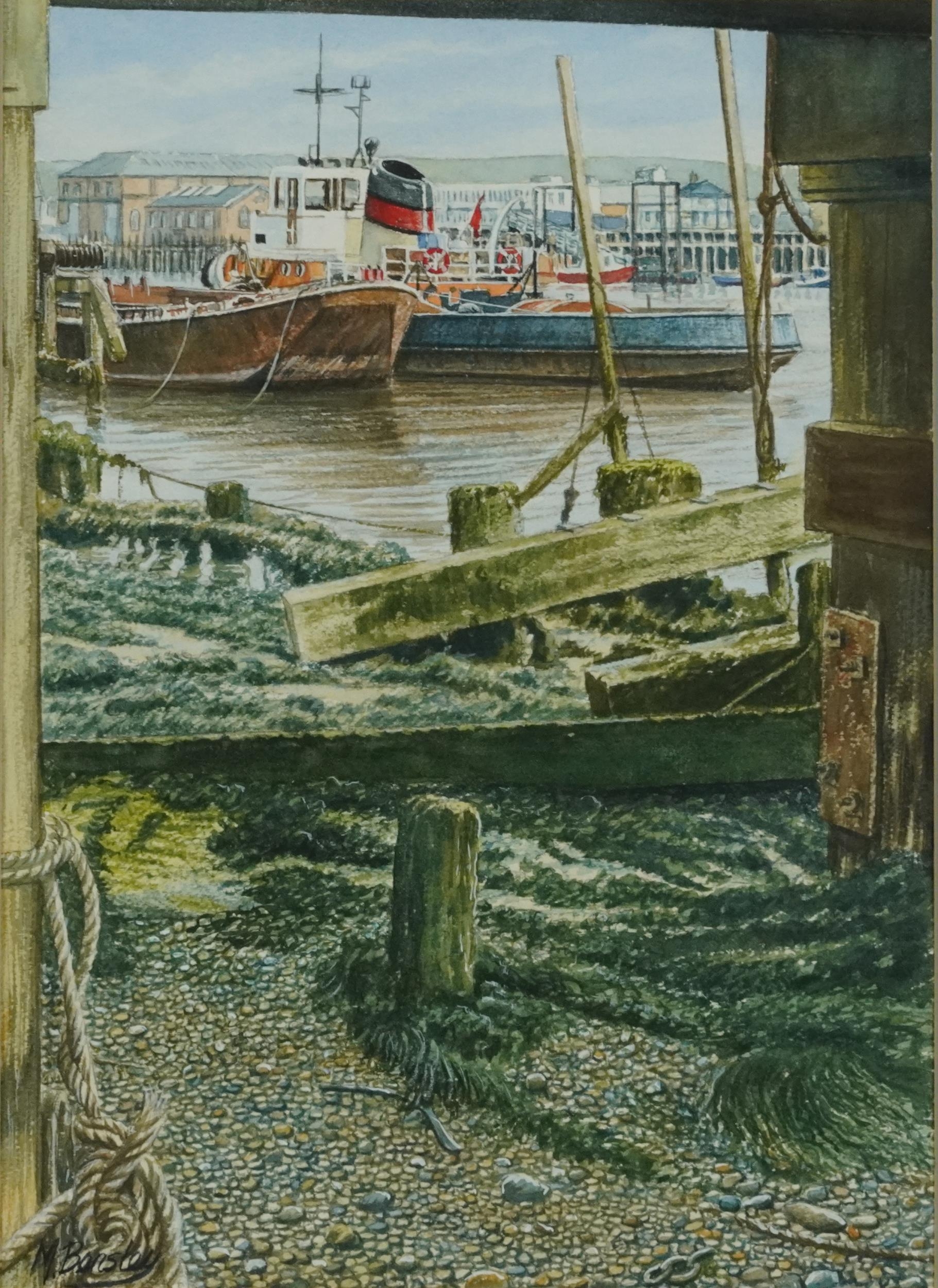 Michael Bensley - Fishermen pulling in the catch and tug with lighter, Newhaven, two watercolours, - Image 6 of 11