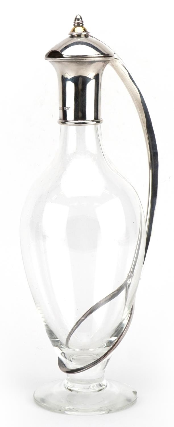 Silver mounted glass claret jug, M J P maker's mark, Birmingham 1997, 34cm high