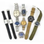 Nine gentlemen's wristwatches including Citizen Eco Drive, Pulsar, Seiko, Sekonda and Torgen