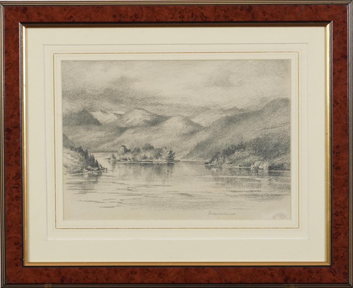 Mountainous loch scene, village street scene and figures fishing, three 19th century and later - Image 11 of 14