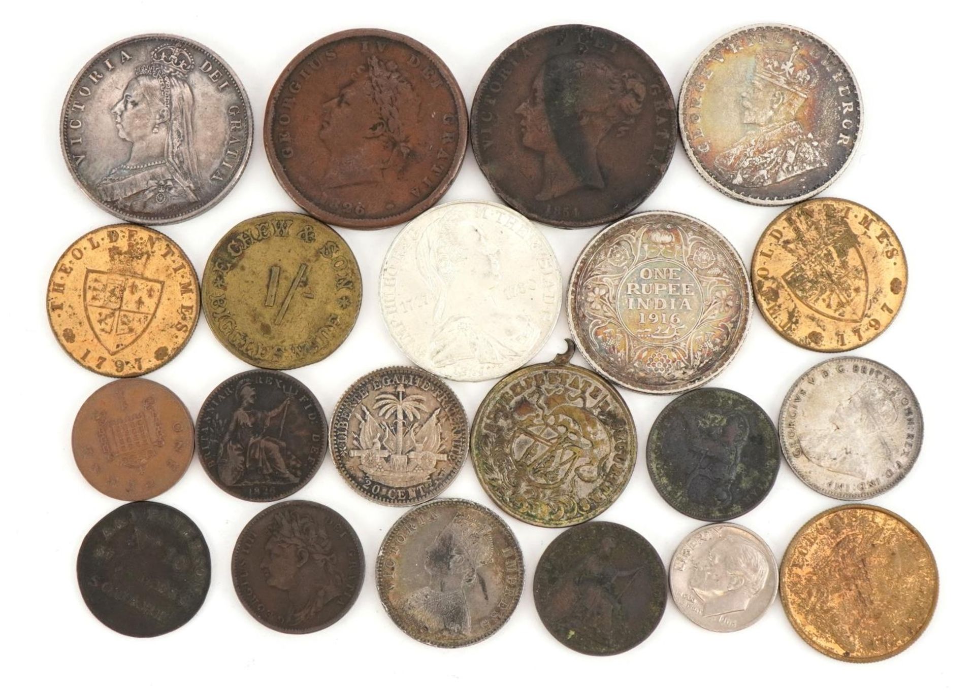 18th century and later British and world coinage and tokens including Queen Victoria 1887 half crown