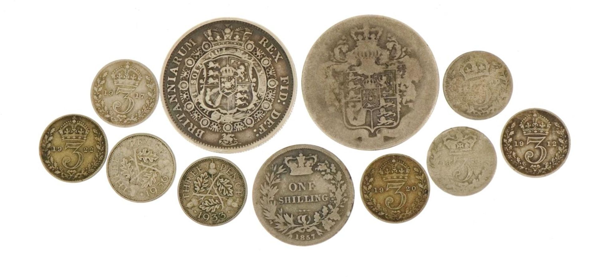 George III and later British coinage including 1816 half crown and Victoria Young Head 1857 - Bild 2 aus 2
