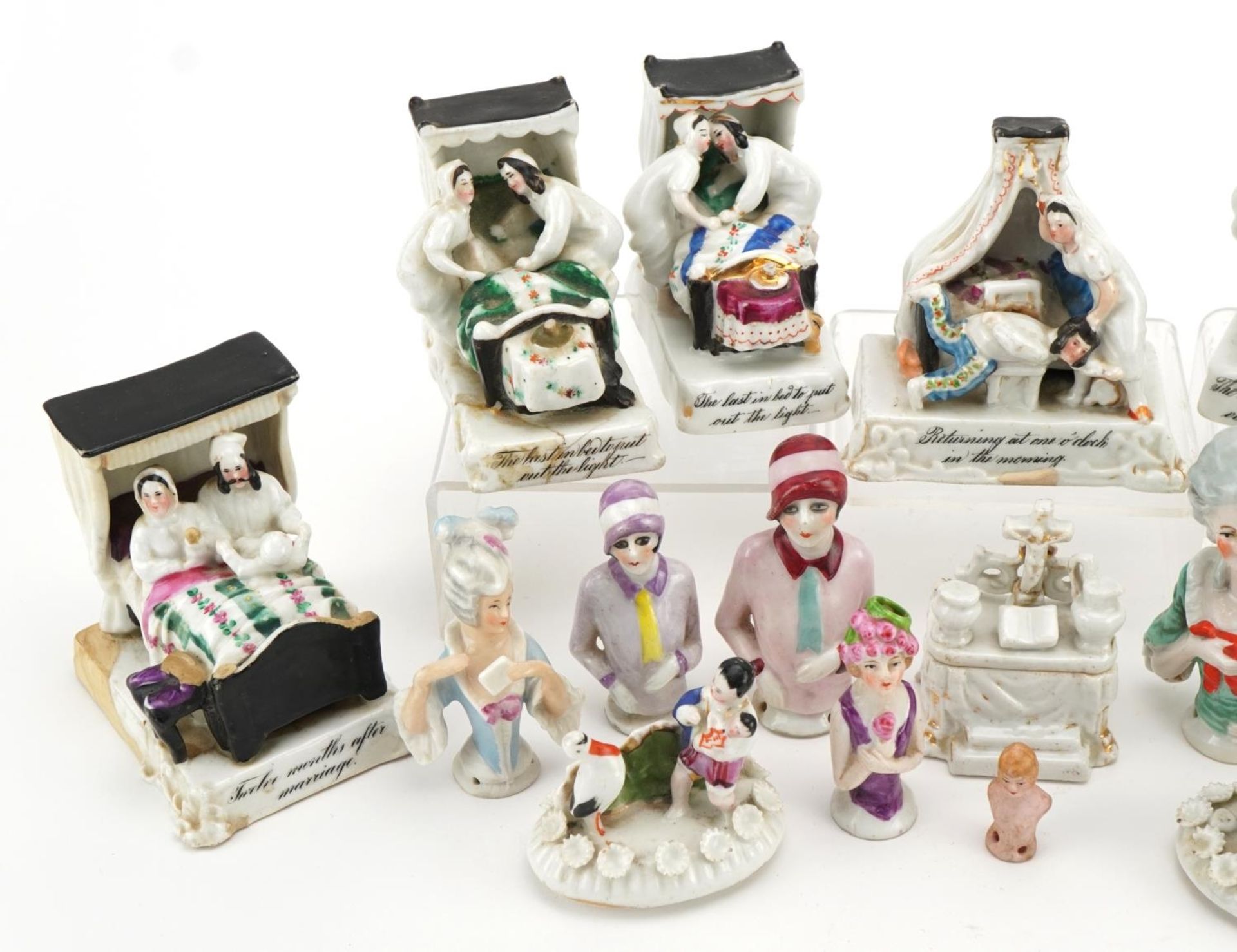 Victorian and later ceramics including half pin dolls and fairings, the largest 7.5cm wide - Image 2 of 3