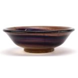 Polished fluorite footed bowl, 15.5cm in diameter