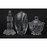 Waterford Crystal lighthouse paperweight together with a Baccarat crystal vase and Baccarat