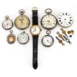 Antique and later pocket watches, Cara wristwatch and a silver sports jewel including three ladies