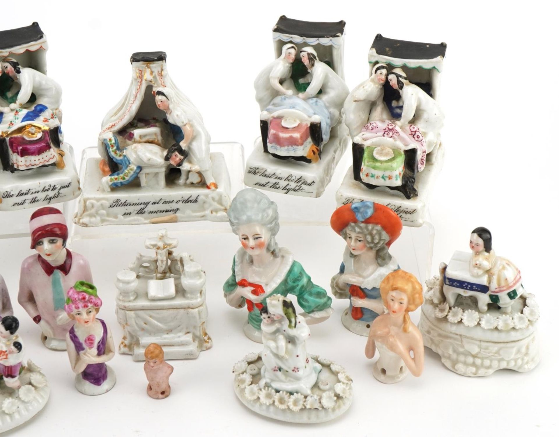 Victorian and later ceramics including half pin dolls and fairings, the largest 7.5cm wide - Image 3 of 3