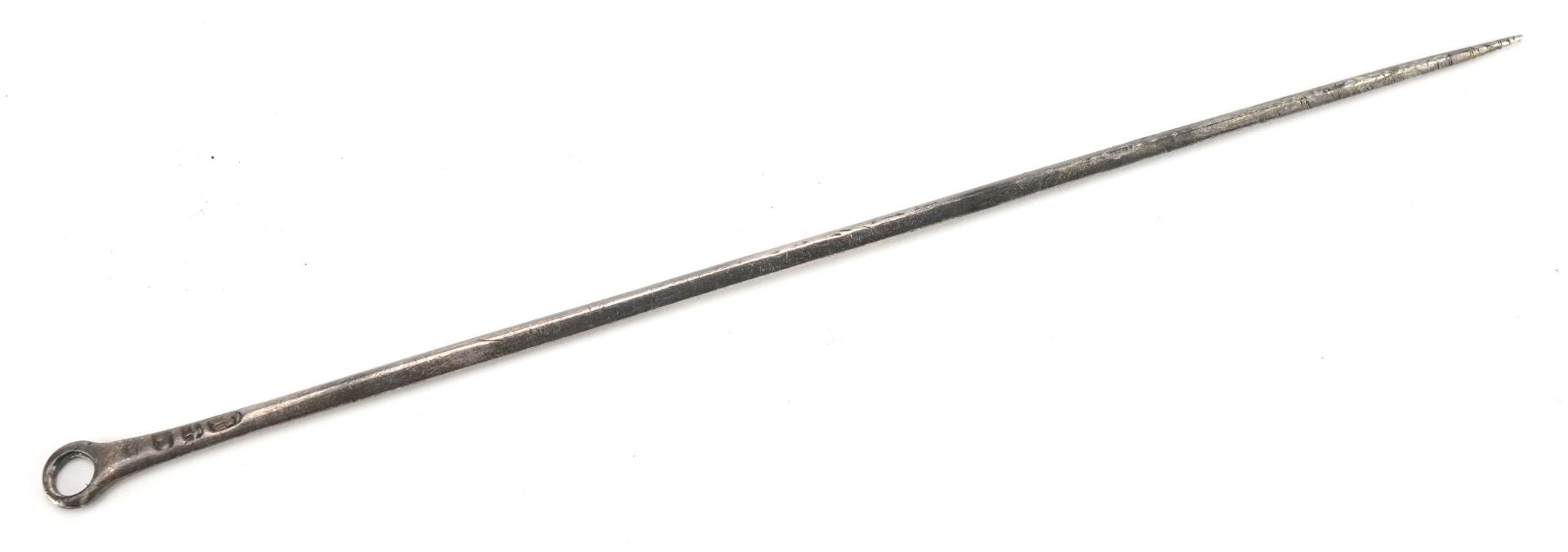 Georgian silver meat skewer, indistinct hallmarks, 20cm in length, 15.2g - Image 3 of 4