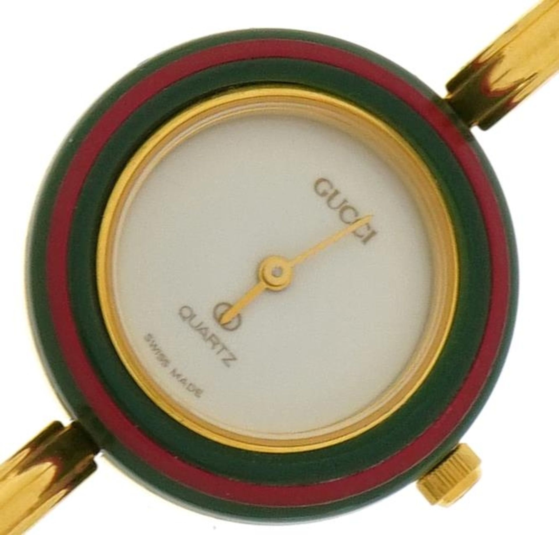 Ladies Gucci quartz wristwatch with interchangeable bezels and Gucci box, the case numbered 1100-L - Bild 3 aus 6