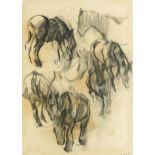 Geoffrey Clarke 1956 - Horse studies, mid 20th century mixed media, inscribed in pencil verso,