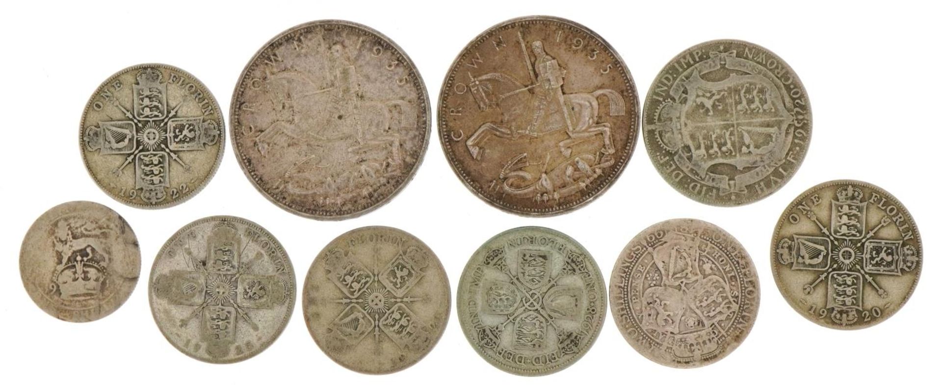 Victorian and later British coinage including two 1935 Rocking Horse crowns and half crowns, 141.0g - Image 2 of 2