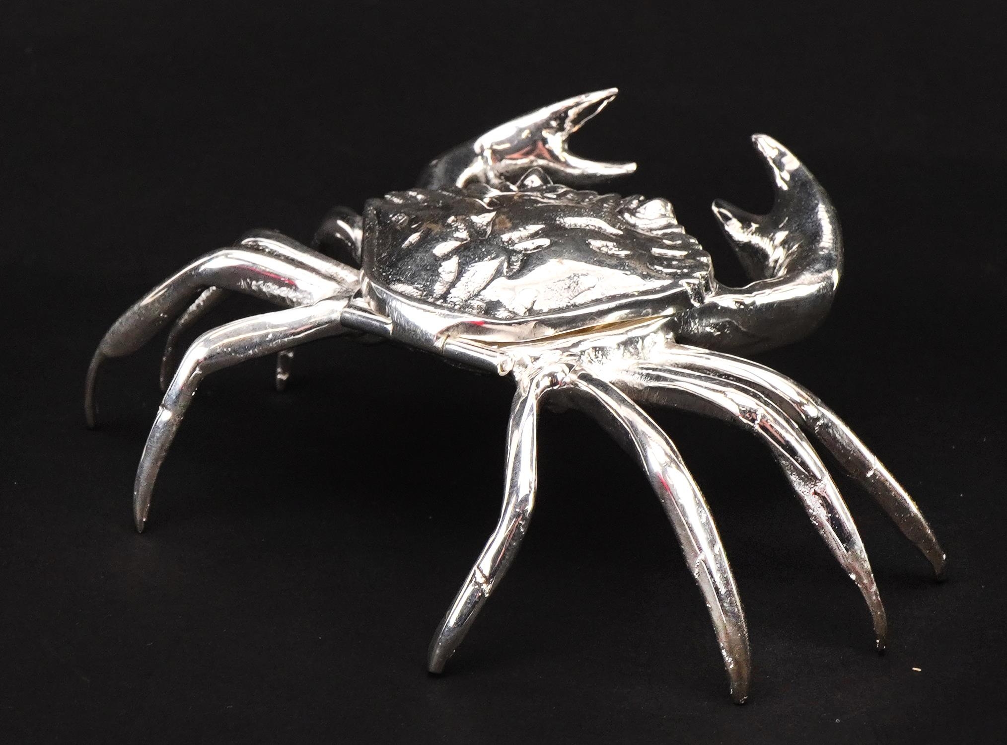 Novelty silver plated trinket box in the form of a crab, 12cm wide - Image 2 of 4